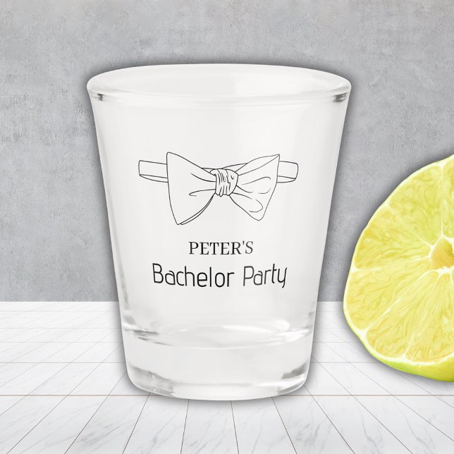 Copo De Shot Laço Borboleta Personalizado para Despedida de Sol (Custom Bow Tie Bachelor Party Shot Glass)