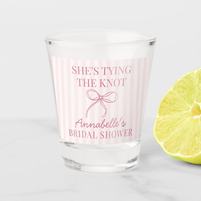 Copo De Shot Laço Coquete Rosa Favor de Chuveiro de Noiva Paste (Frente)