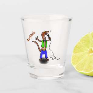 Copo De Shot Lagarto engraçado cantando com desenho de microfon