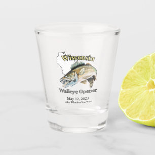 Copo De Shot Lago Personalizado/Data em Wisconsin Walleye Opene