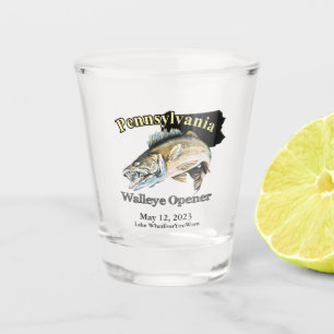 Copo De Shot Lago Personalizado/Data Pensilvânia Walleye Opener