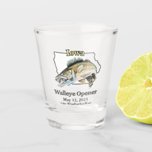 Copo De Shot Lago Personalizado e Data Iowa Walleye Opener