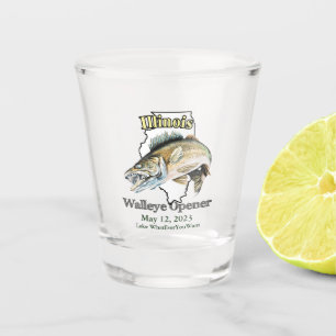 Copo De Shot Lago Personalizado e Date Illinois Walleye Opener