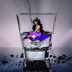 Copo De Shot Lâmpada Gênio Tapete Mágico Céu Azul