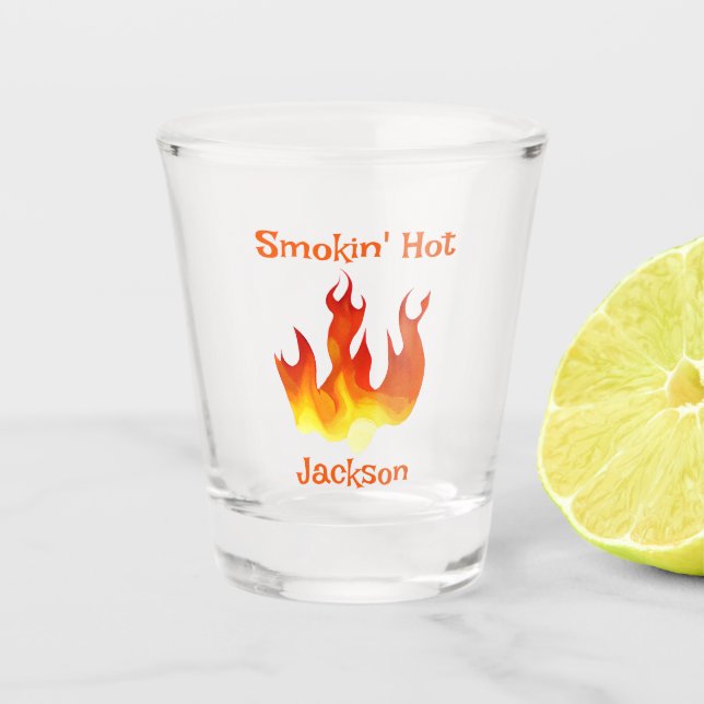 Copo De Shot Laranja Quente e Chama Vermelha Personalizada (Frente)