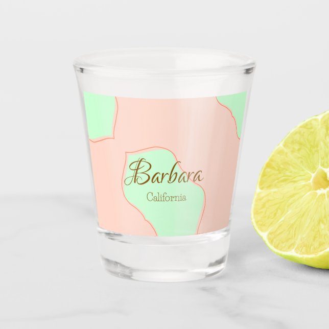 Copo De Shot Laranja verde pastel boho adicionar nome lugar rús (Frente)