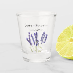 Copo De Shot Lavanda Aquarela Flores Púrpuras Casamento Floral