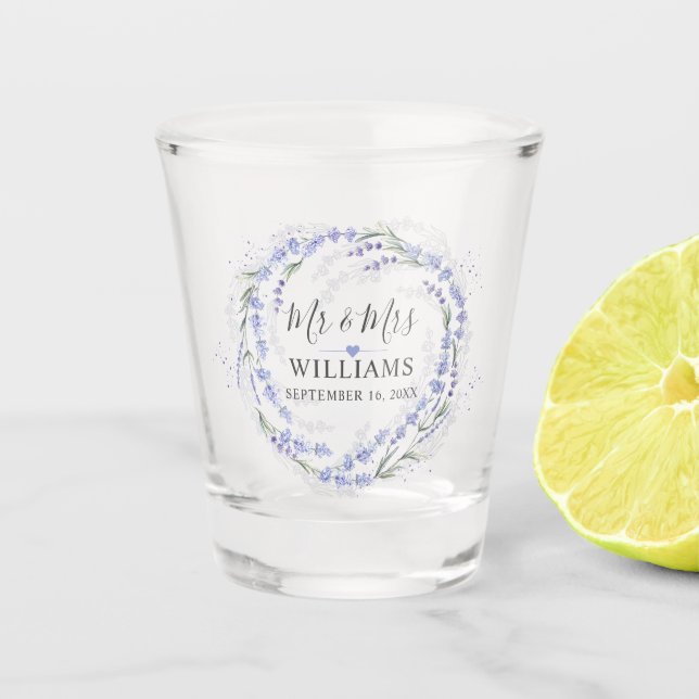 Copo De Shot Lavanda Purple Wreath Sr. e Sra. (Frente)