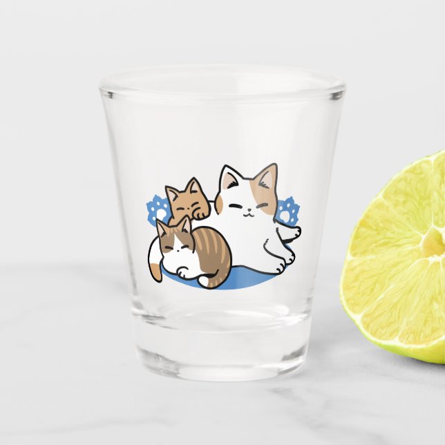 Copo De Shot Lazer - Design de Gatos Preguiçosos (Frente)