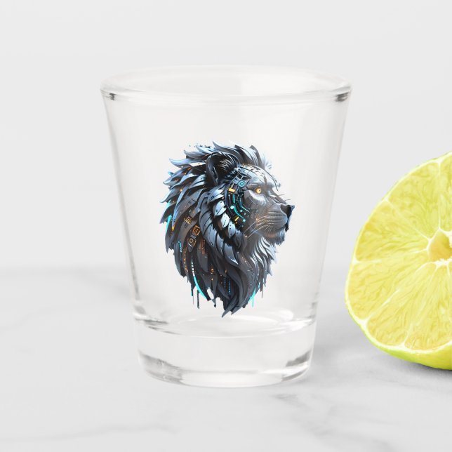 Copo De Shot Leão cibernético Fusão de energia e tecnologia (Frente)