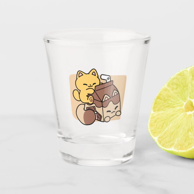 Copo De Shot Leite de Chocolate Bebendo Felicidade – Comida de  (Frente)
