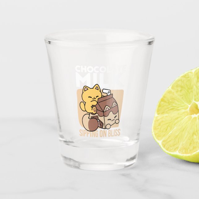 Copo De Shot Leite de Chocolate Bebendo Felicidade – Comida de  (Frente)