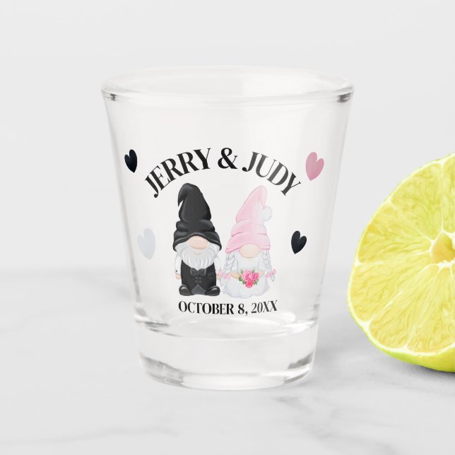 Copo De Shot Lembrança de Casamento Gnome (Frente)
