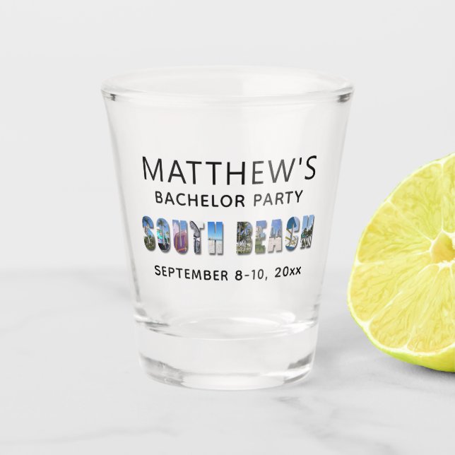 Copo De Shot Lembrancinha de Despedida de Solteiro Miami South  (Frente)