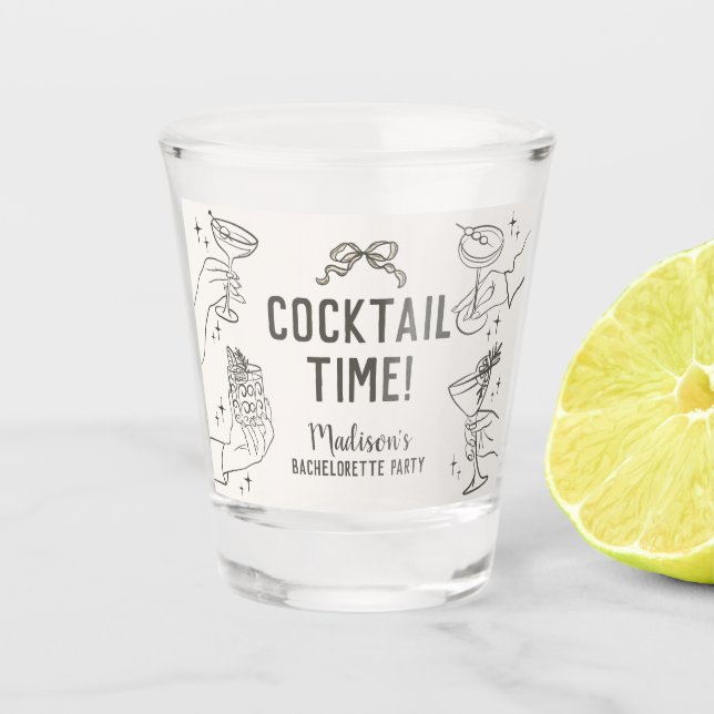 Copo De Shot Lembretes de Festa de Solteira Retro Festa de Cock (Frente)