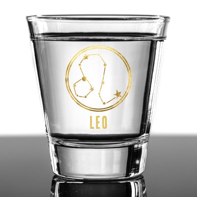 Copo De Shot Leo Zodiac Sinal Astrologia Horoscópio Dourado (gold leo zodiac sign shot glass)