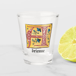 Copo De Shot Letra Floral Iluminada Medieval A Monograma