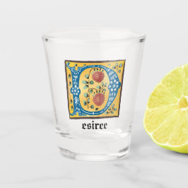 Copo De Shot Letra Floral Iluminada Medieval D Monograma