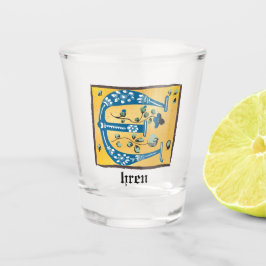 Copo De Shot Letra Floral Iluminada Medieval E Monograma