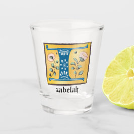 Copo De Shot Letra Floral Iluminada Medieval I Monograma