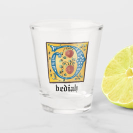 Copo De Shot Letra Floral Iluminada Medieval O Monograma
