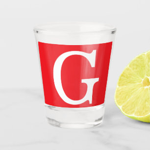 Copo De Shot Letra Inicial Monograma Vermelho Branco Simples