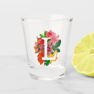 Copo De Shot Letra maiúscula L monograma floral