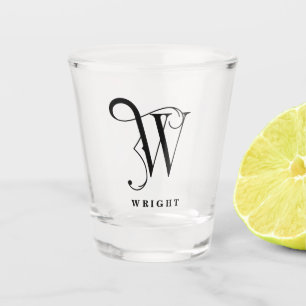 Copo De Shot Letra monográfica personalizada W com Sobrenome