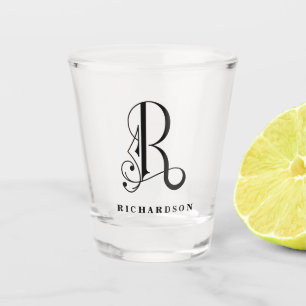 Copo De Shot Letra R de Monograma Personalizado com Sobrenome