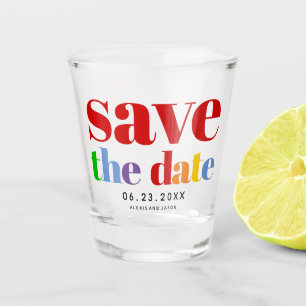 Copo De Shot Letras coloridas, pontos e listras gay vermelho