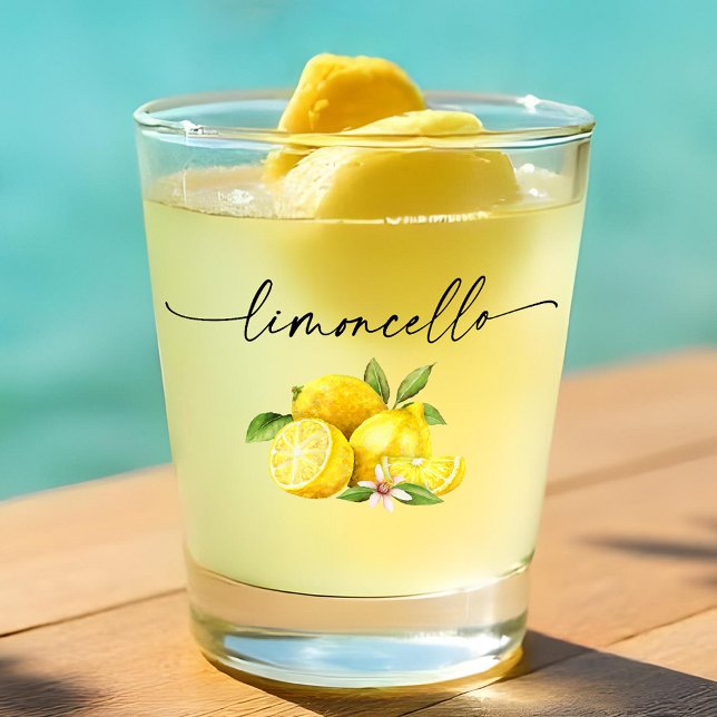 Copo De Shot Limões de Cores Aquáticas de Tinta Limoncello (Limoncello Shot Glass)