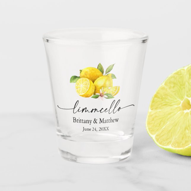 Copo De Shot Limões De Cores De Água Com Tinta Limoncello (Frente)