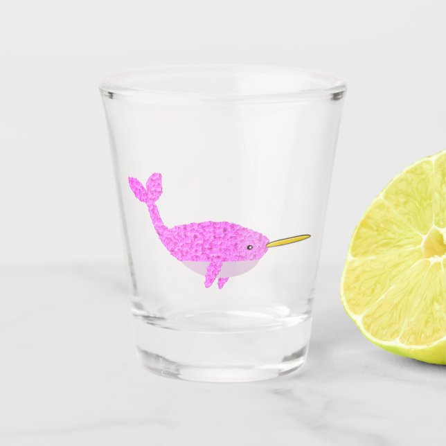 Copo De Shot Linda Baleia Narval Menina Rosa (Frente)