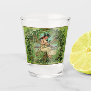 Copo De Shot Linda Vintage Girl com Shamrocks