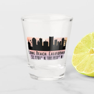 Copo De Shot Linha do Skyline Long Beach Latitude e Longitude