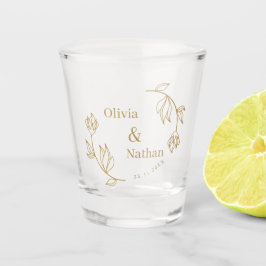 Copo De Shot Linha Elegante Floral Casal Monograma Lembrança de
