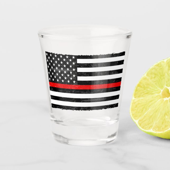 Copo De Shot Linha vermelha fina bandeira americana suja (Frente)