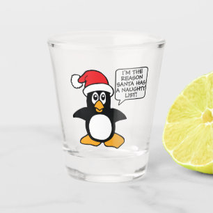 Copo De Shot Lista impertinente do papai noel do pinguim do