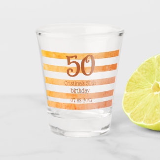 Copo De Shot Listras laranja vermelhas 50º aniversário marrom n