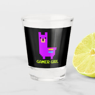 Copo De Shot Llama Gift | Garota-Gamã Cute Alpaca Llama 8 Bits