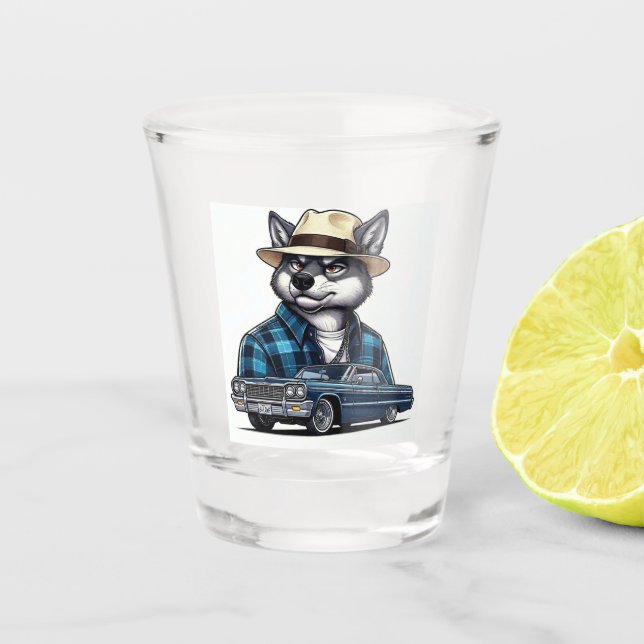 Copo De Shot Lobo Lowrider (Frente)