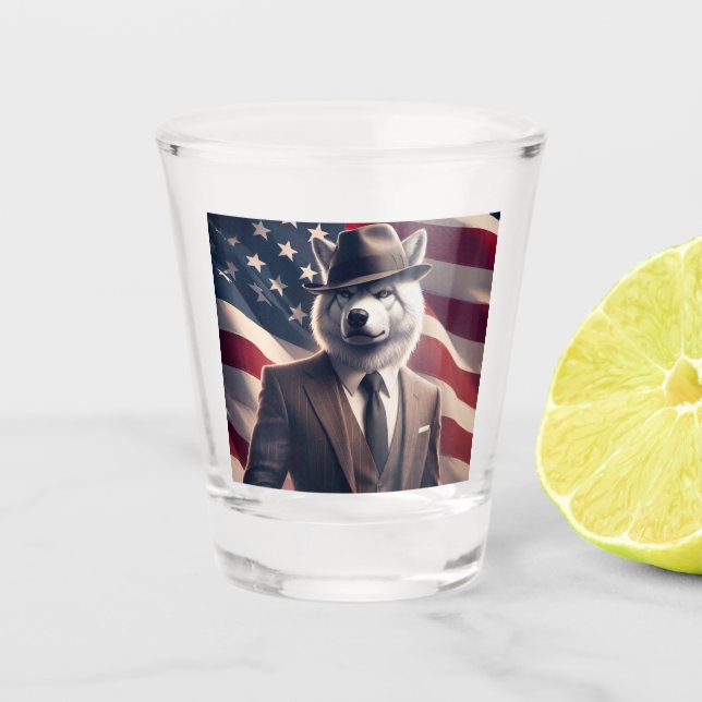 Copo De Shot Lobo Patriótico   (Frente)