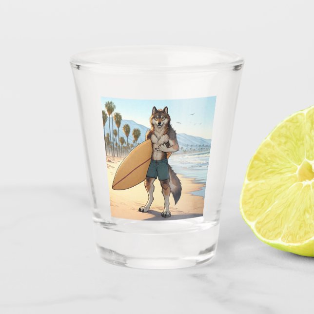 Copo De Shot Lobo Surfista  (Frente)