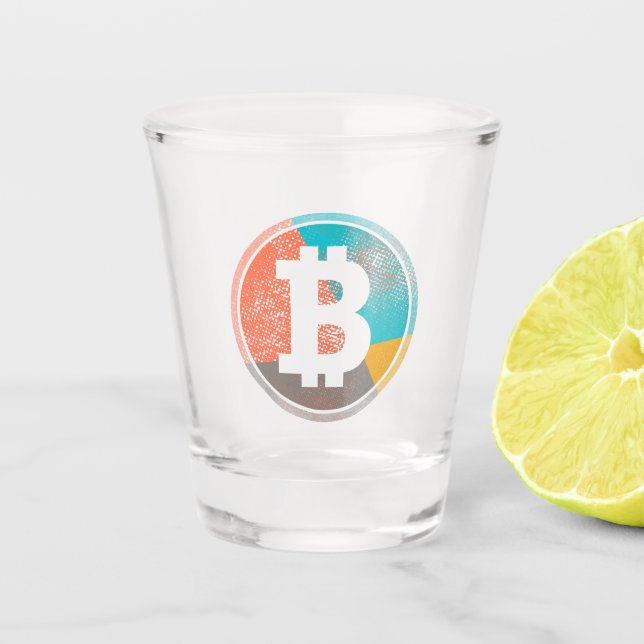 Copo De Shot Logotipo de Meio-Tom do Pop Bitcurrency (Frente)