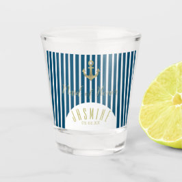Copo De Shot Logotipo de Noiva de Honra Náutica Âncora Dourada 