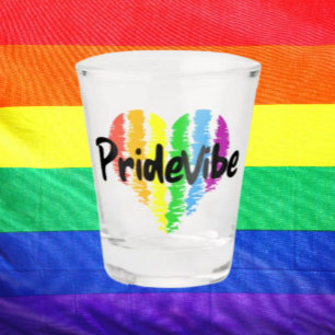 Copo De Shot Logotipo PrideVibe Coração Arco-íris
