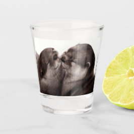 Copo De Shot Lontras Beijando - Arte de Vida Selvagem Pintada à