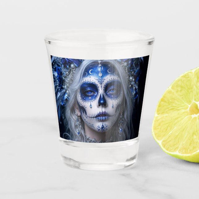 Copo De Shot Lua Safira Calavera – Azul Celestial (Frente)