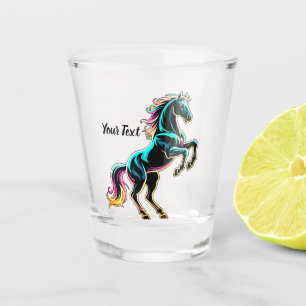 Copo De Shot Luz Neon de Cavalo Efeito Glitch Estilo Retro