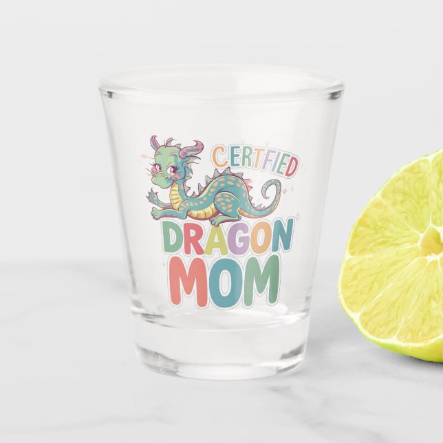 Copo De Shot Mãe dragão certificada design colorido (Frente)